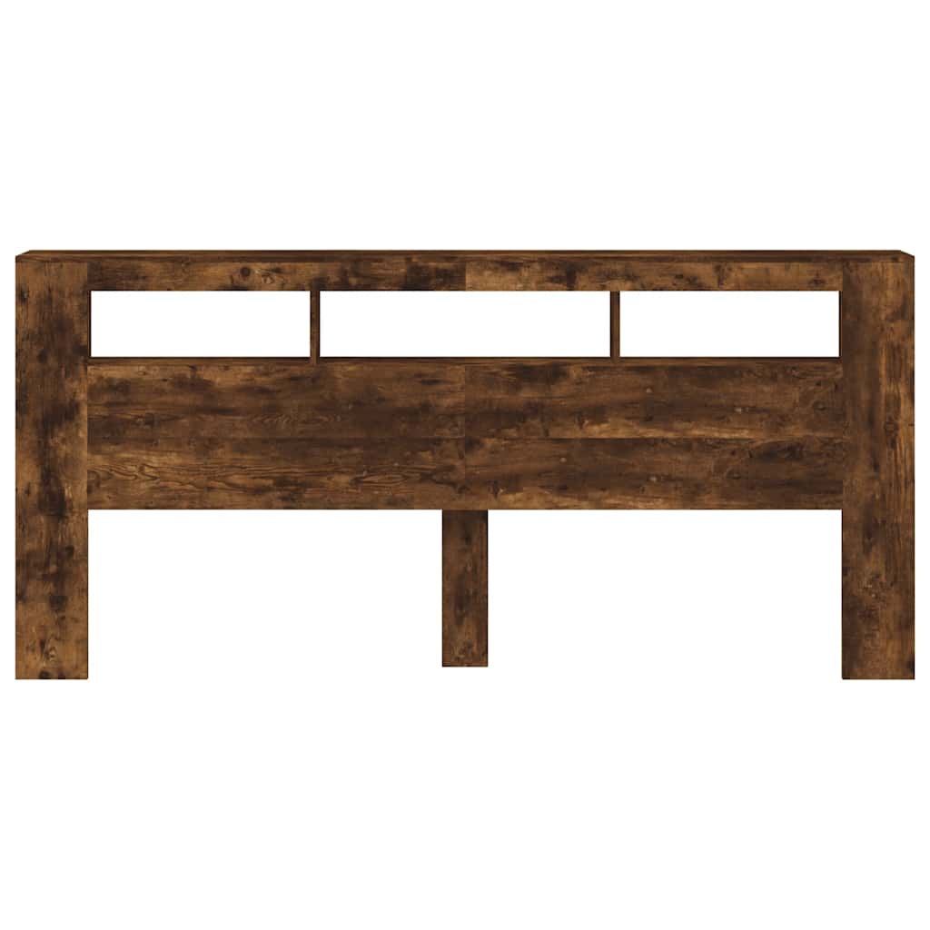 Sengegavl med LED røkt eik 220x18,5x103,5 cm konstruert tre