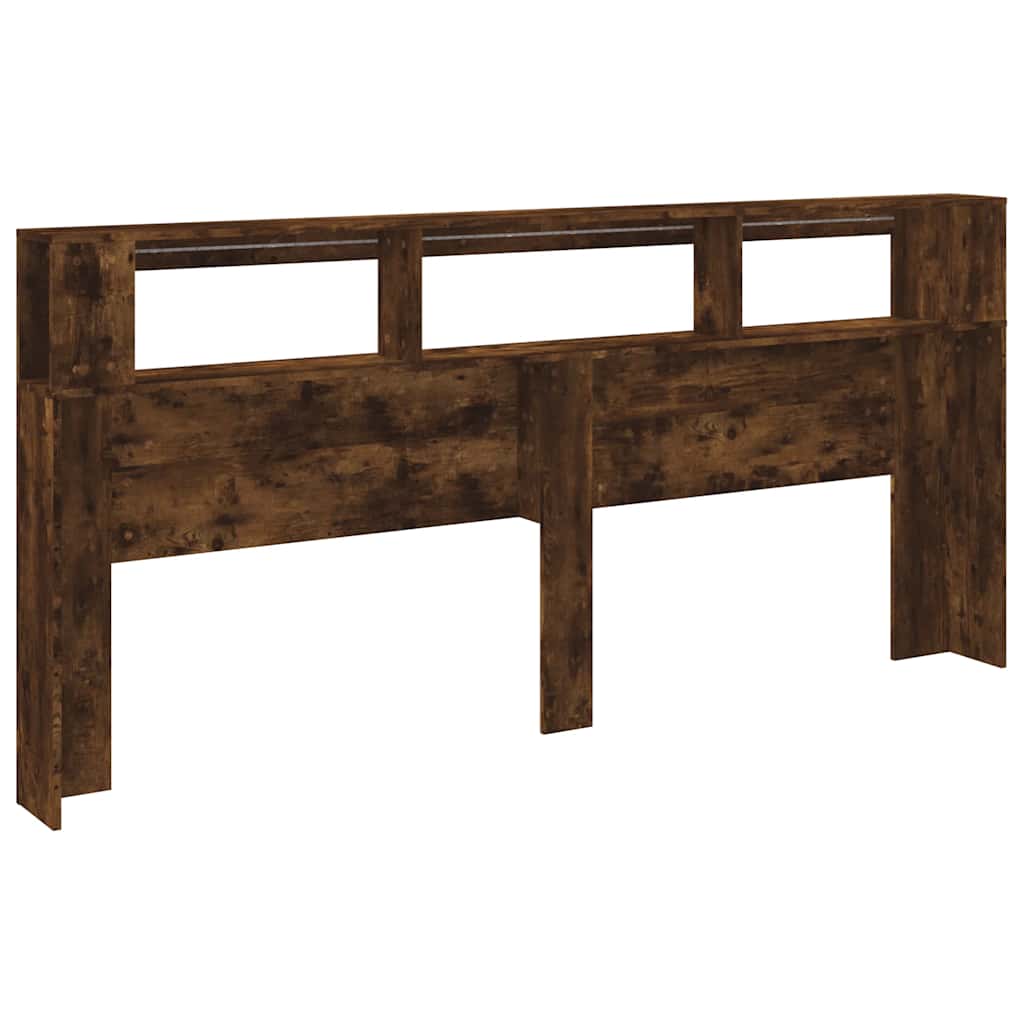 Sengegavl med LED røkt eik 220x18,5x103,5 cm konstruert tre