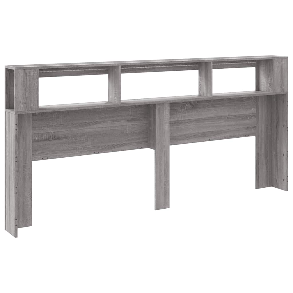 Sengegavl med LED grå sonoma 220x18,5x103,5 cm konstruert tre