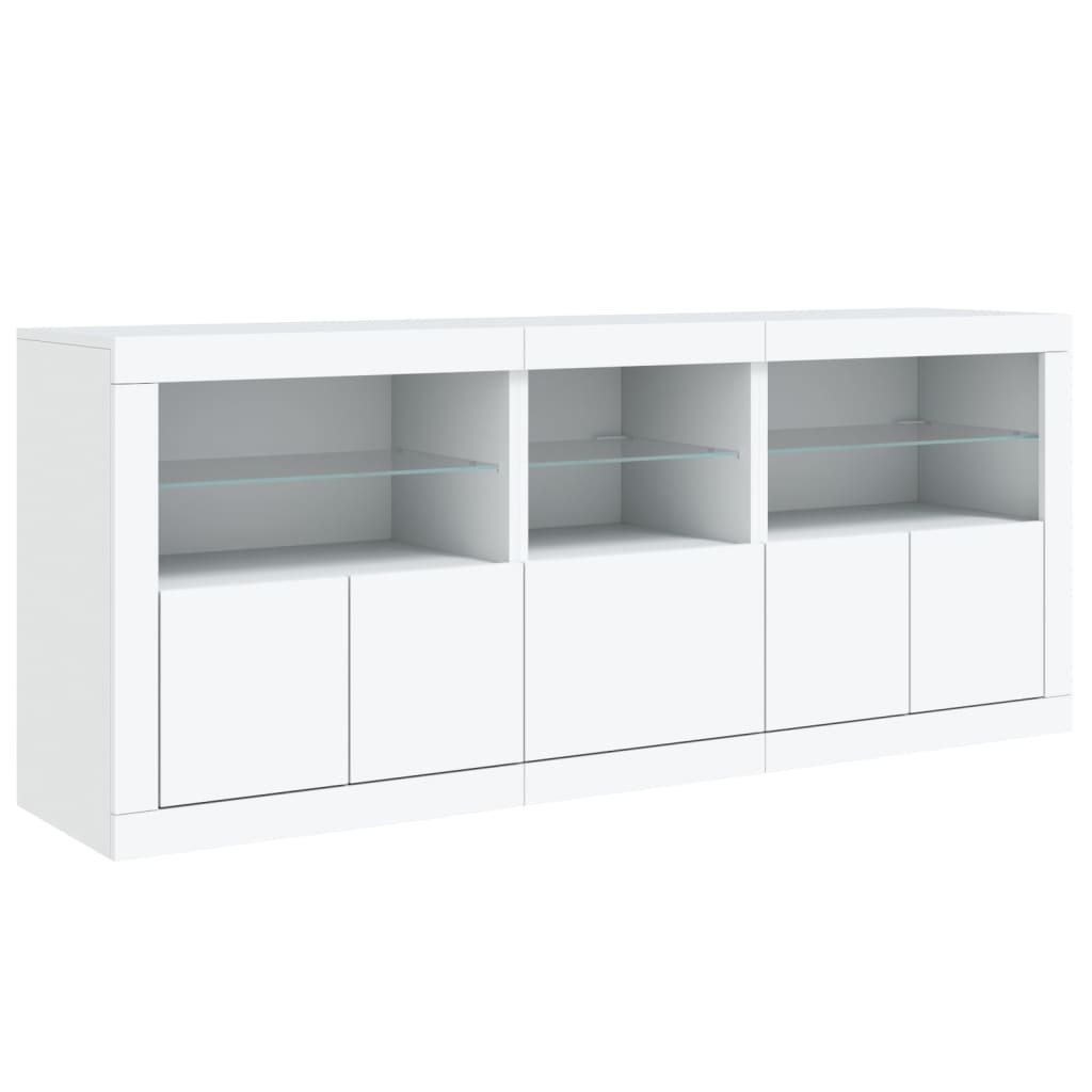 Skjenk med LED-lys hvit 162x37x67 cm