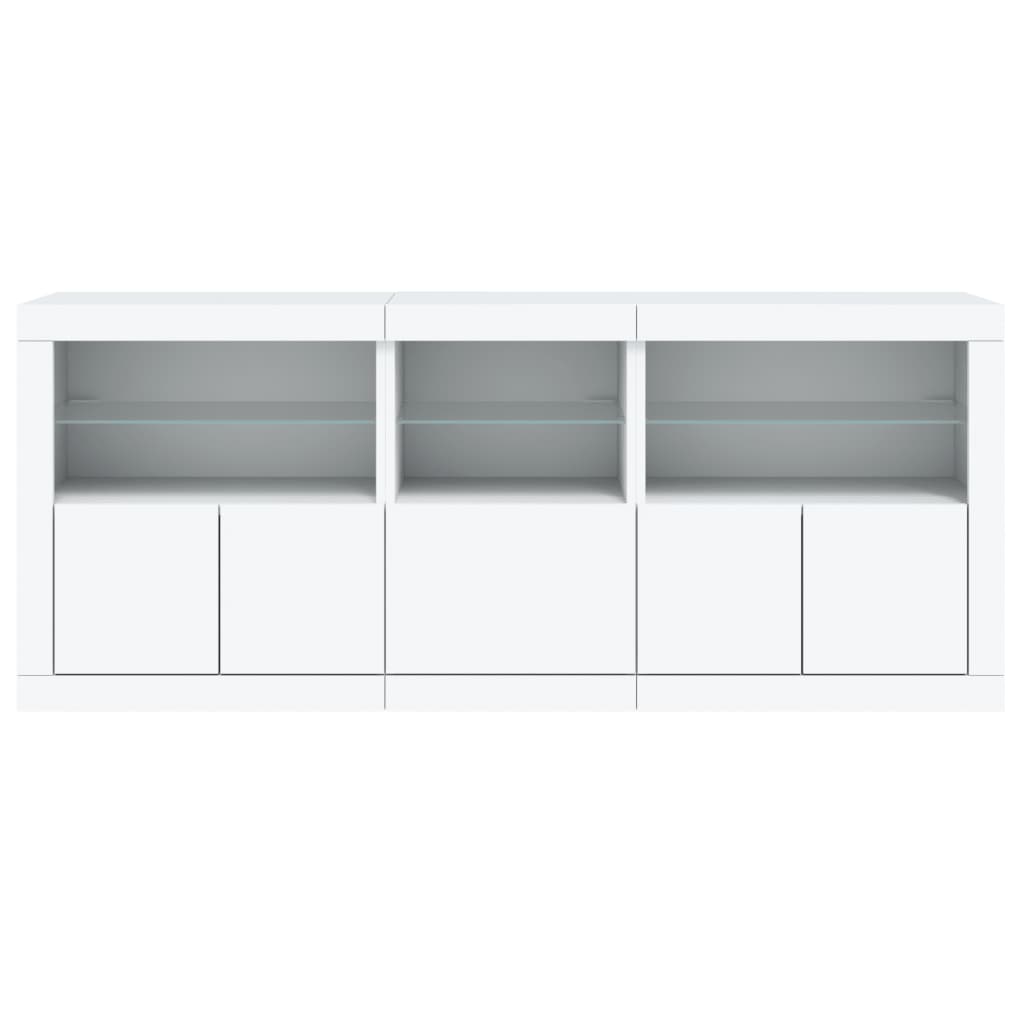 Skjenk med LED-lys hvit 162x37x67 cm
