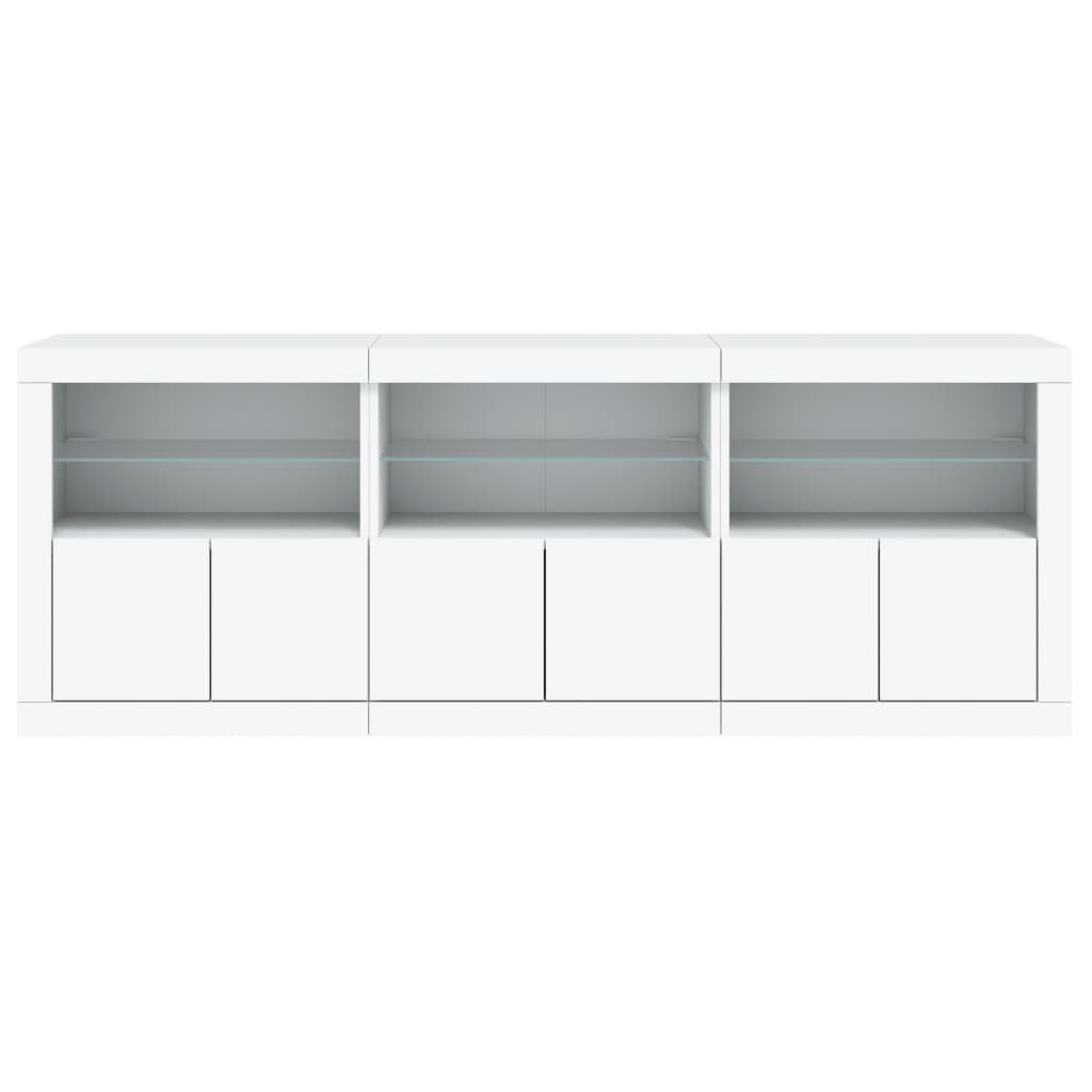 Skjenk med LED-lys hvit 181,5x37x67 cm
