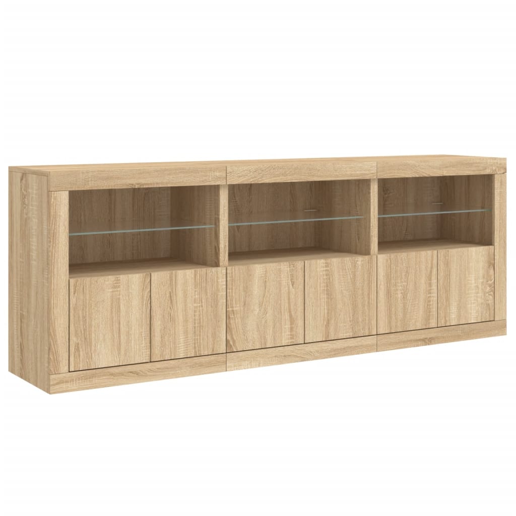 Skjenk med LED-lys sonoma eik 181,5x37x67 cm vidaXL