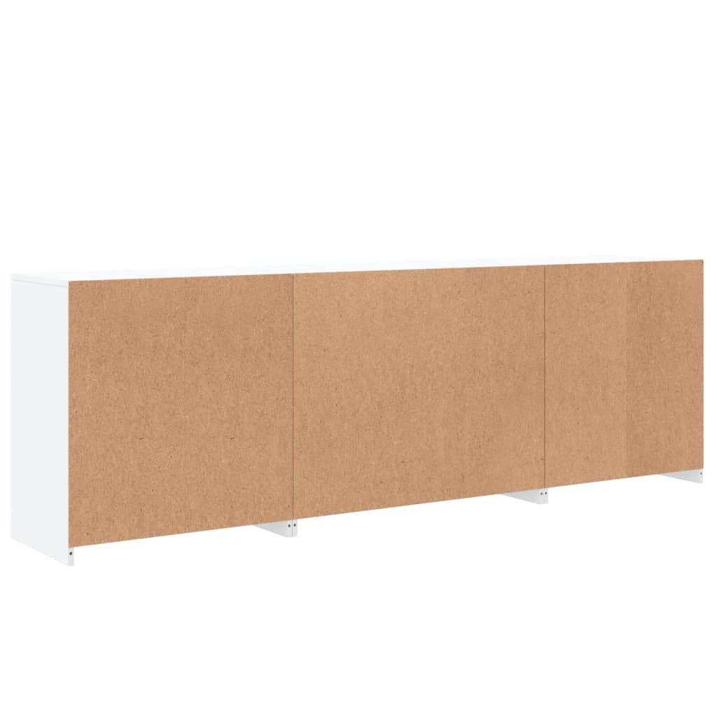 Skjenk med LED-lys hvit 202x37x67 cm
