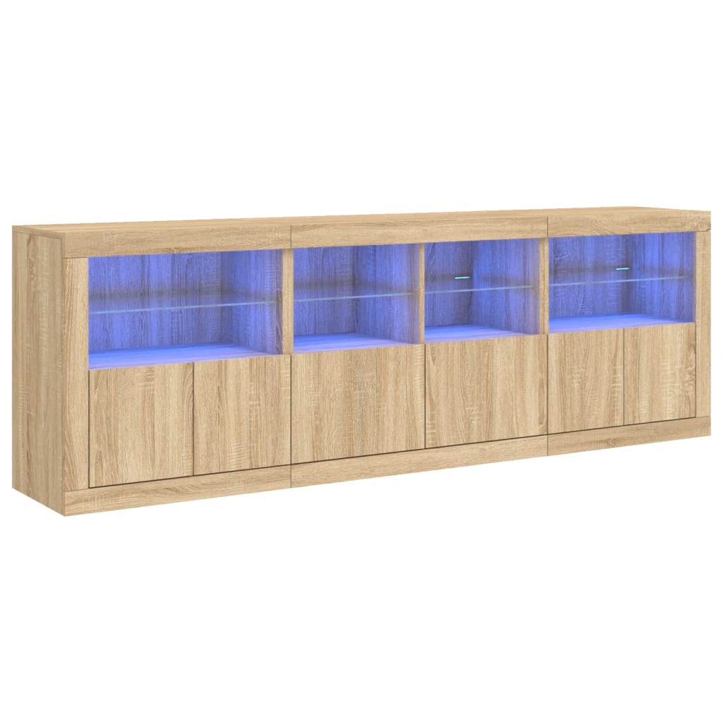 Skjenk med LED-lys sonoma eik 202x37x67 cm vidaXL
