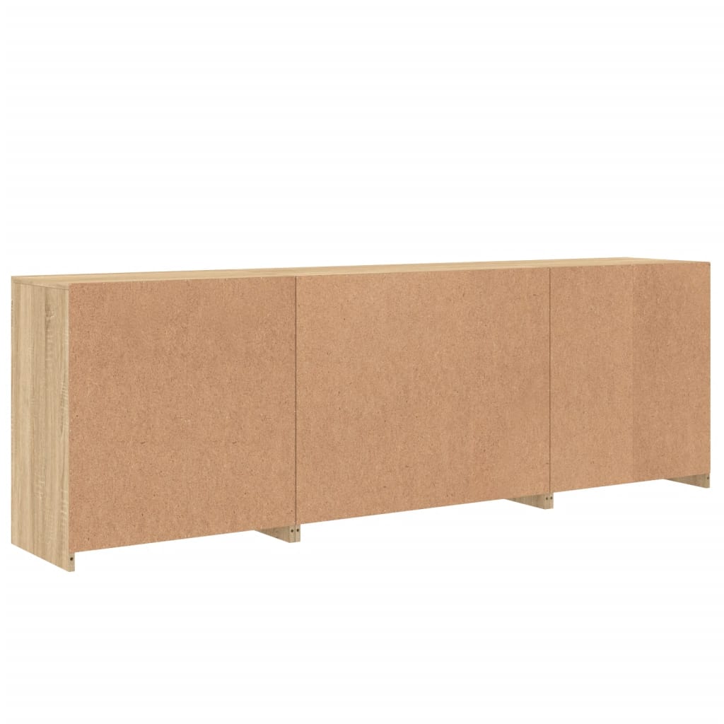 Skjenk med LED-lys sonoma eik 202x37x67 cm vidaXL
