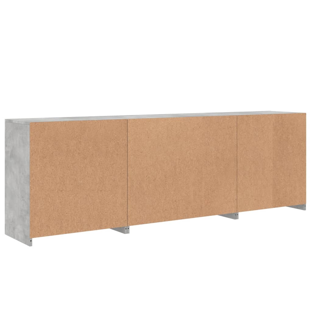 Skjenk med LED-lys betonggrå 202x37x67 cm vidaXL