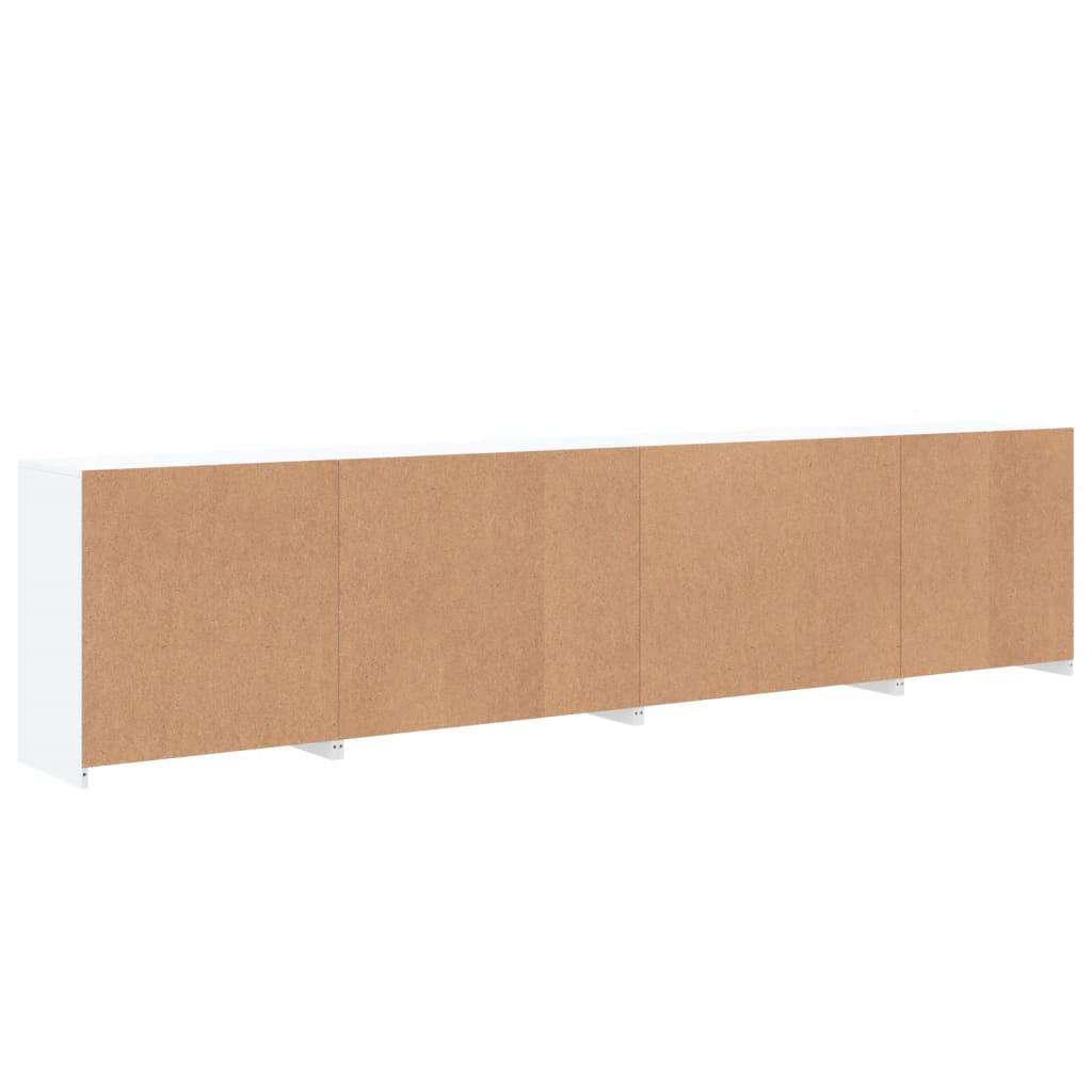 Skjenk med LED-lys hvit 283x37x67 cm