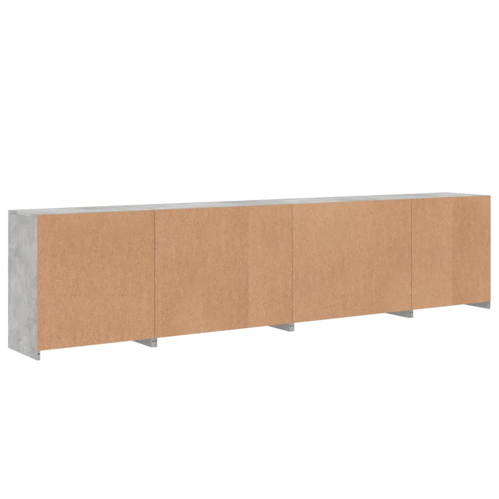 Skjenk med LED-lys betonggrå 283x37x67 cm vidaXL