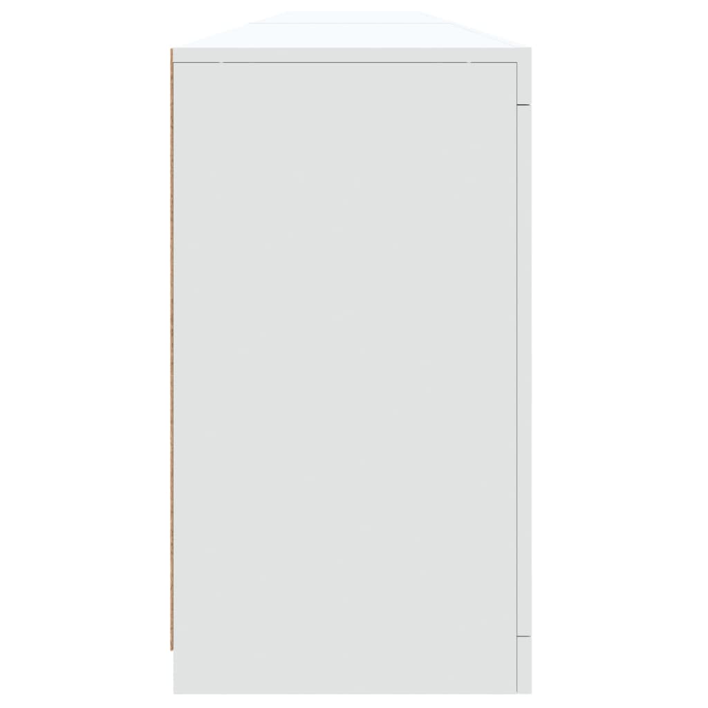 Skjenk med LED-lys hvit 283x37x67 cm