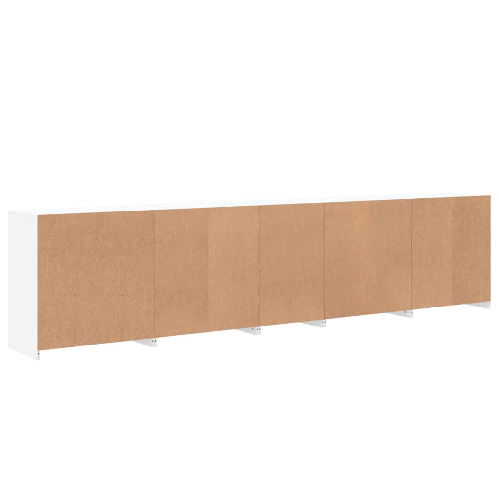 Skjenk med LED-lys hvit 283x37x67 cm