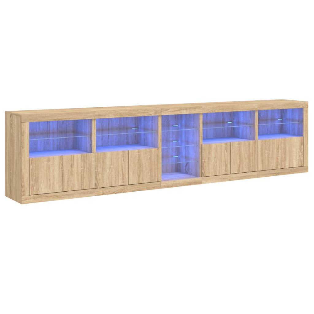 Skjenk med LED-lys sonoma eik 283x37x67 cm vidaXL