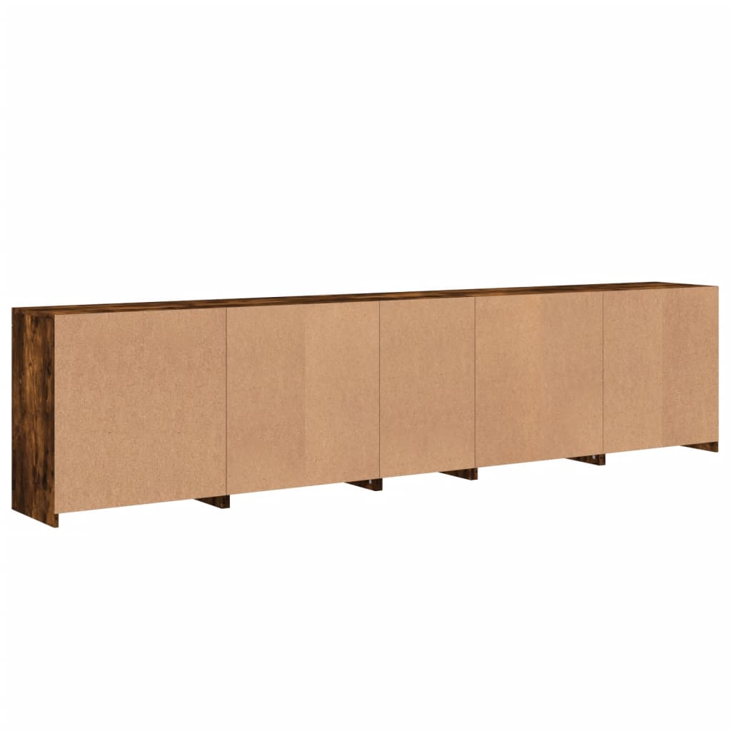 Skjenk med LED-lys røkt eik 283x37x67 cm