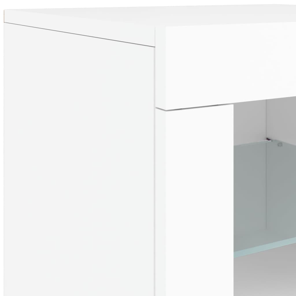 Skjenk med LED-lys hvit 162x37x67 cm