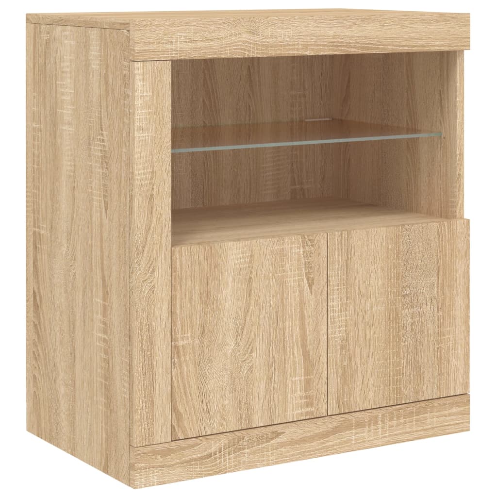 Skjenk med LED-lys sonoma eik 162x37x67 cm vidaXL