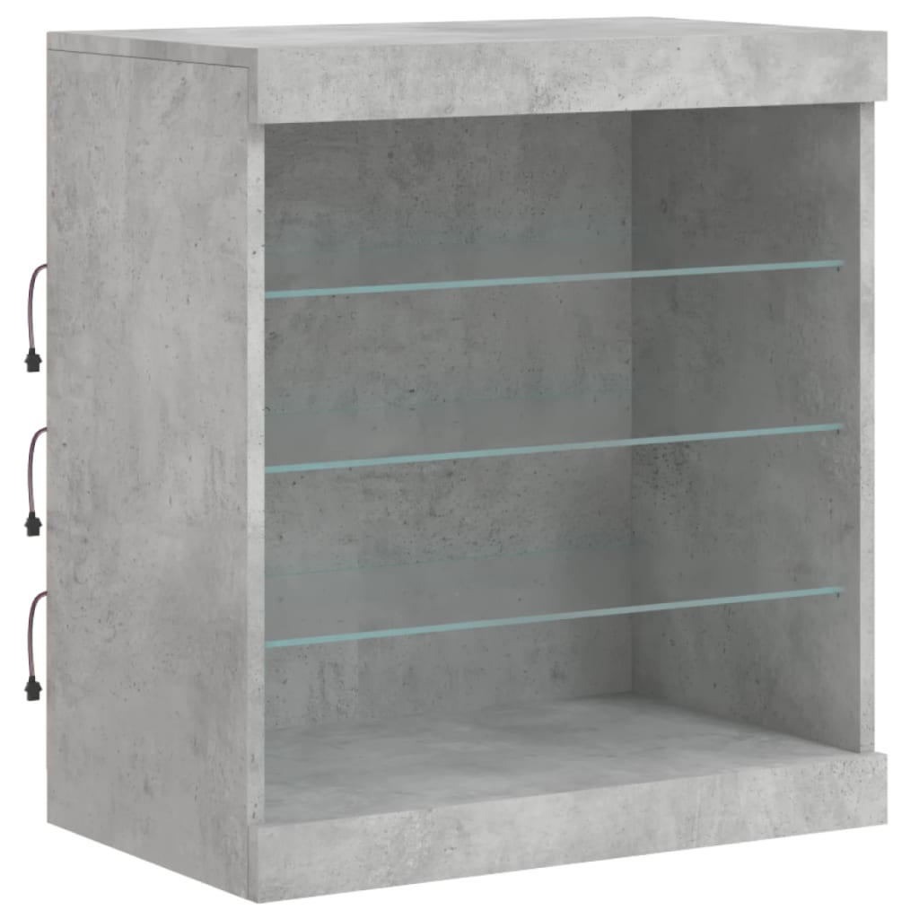 Skjenk med LED-lys betonggrå 181,5x37x67 cm vidaXL