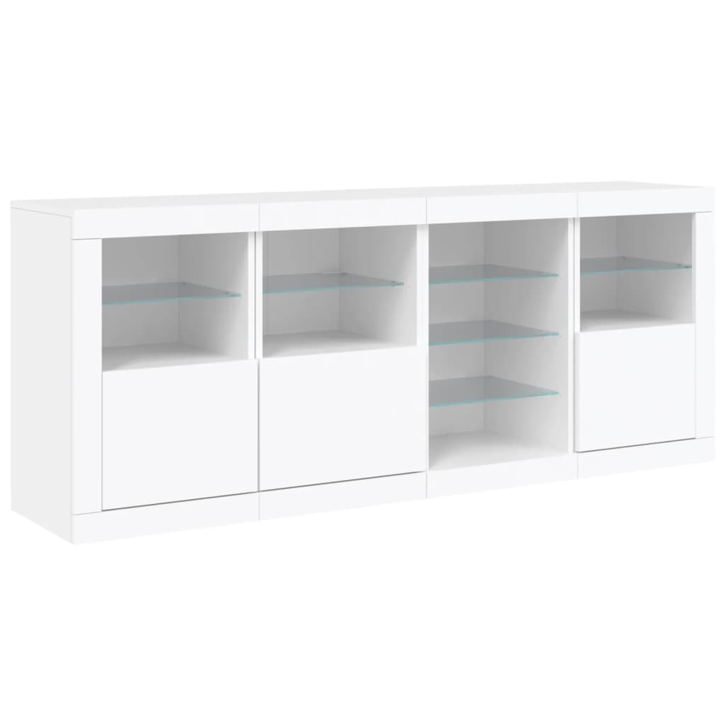 Skjenk med LED-lys hvit 164x37x67 cm