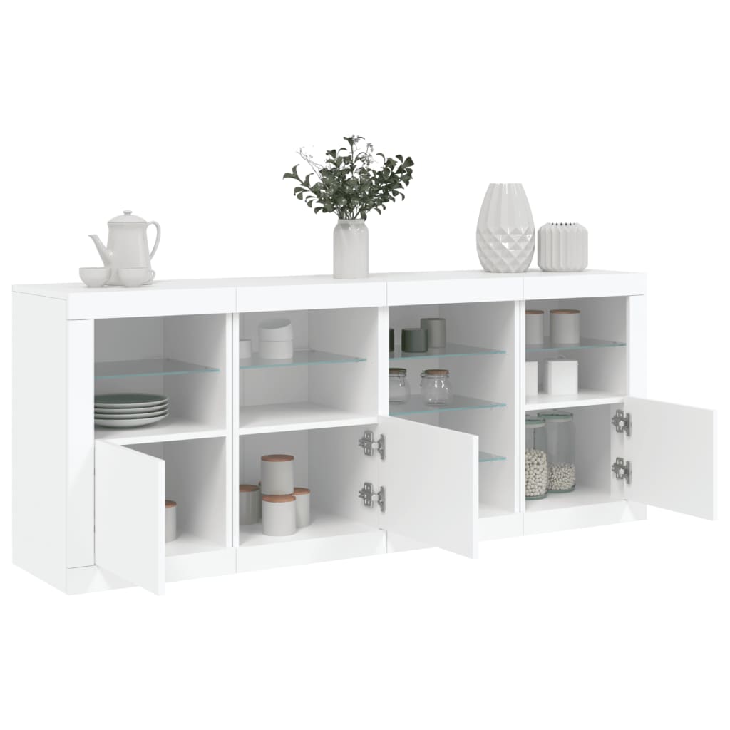 Skjenk med LED-lys hvit 164x37x67 cm