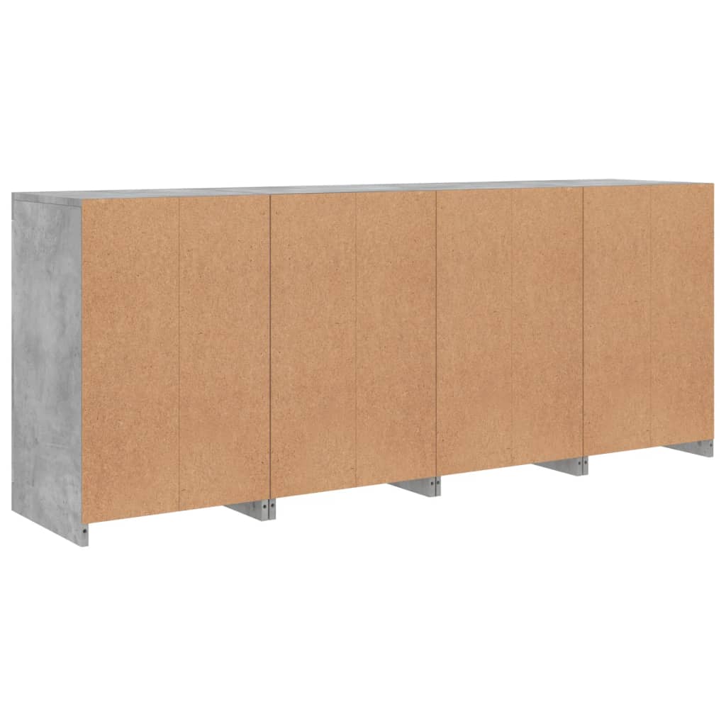 Skjenk med LED-lys betonggrå 164x37x67 cm