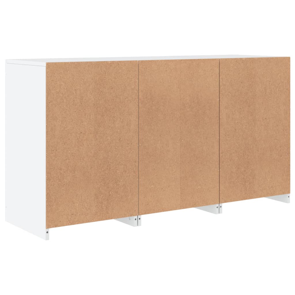 Skjenk med LED-lys hvit 123x37x67 cm