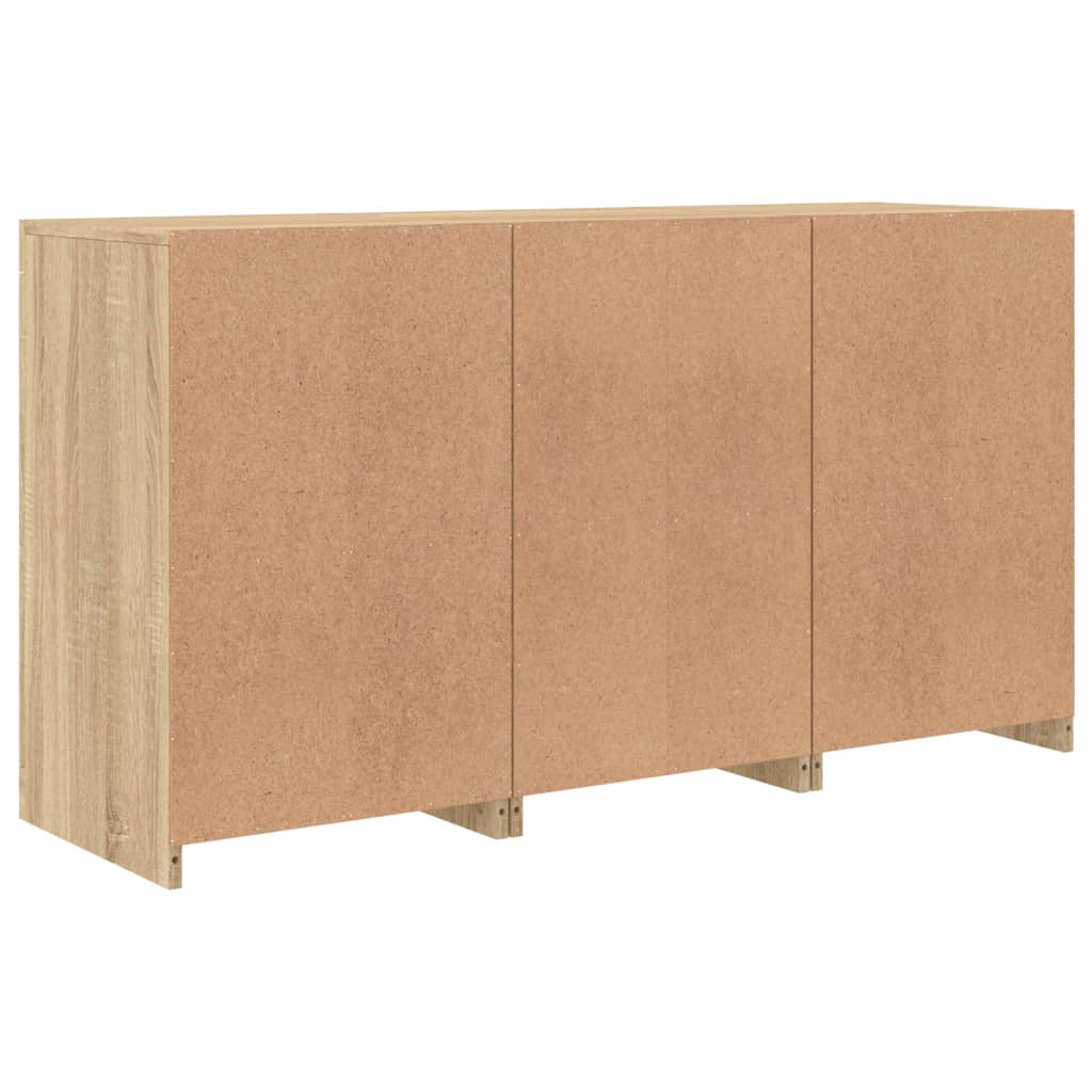 Skjenk med LED-lys sonoma eik 123x37x67 cm
