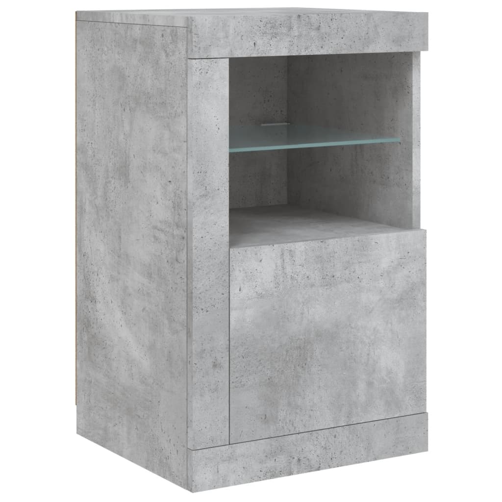 Skjenk med LED-lys betonggrå 123x37x67 cm