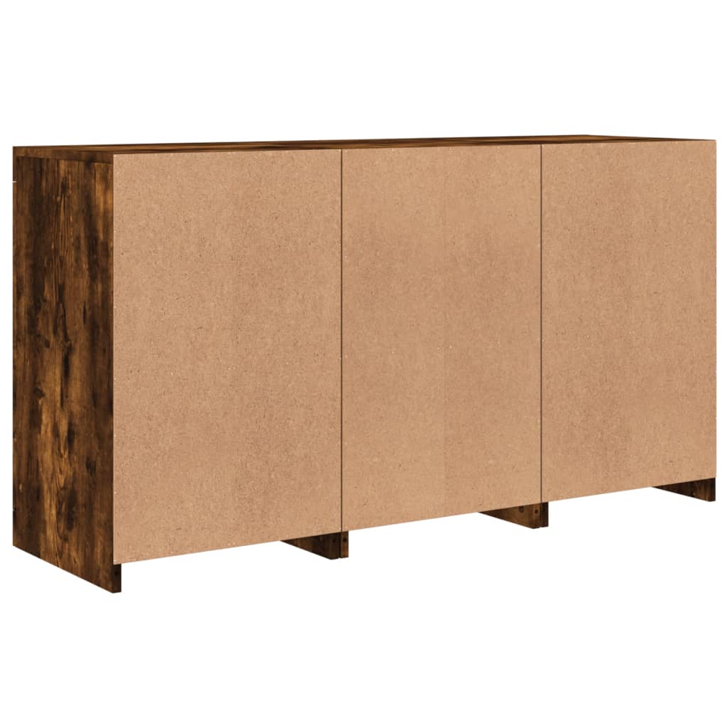 Skjenk med LED-lys røkt eik 123x37x67 cm
