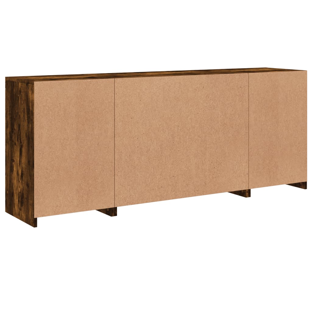 Skjenk med LED-lys røkt eik 163x37x67 cm