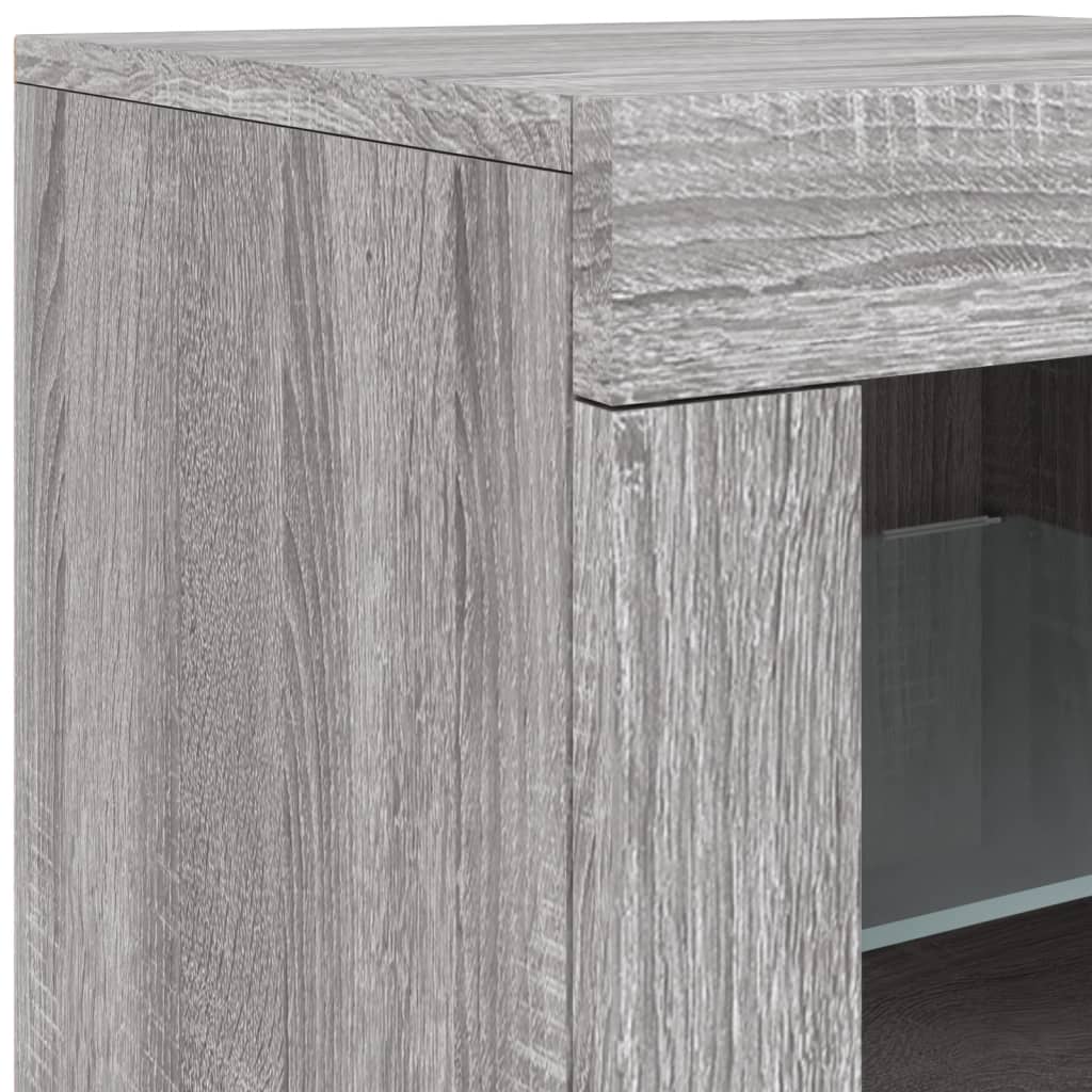 Skjenk med LED-lys grå sonoma 163x37x67 cm