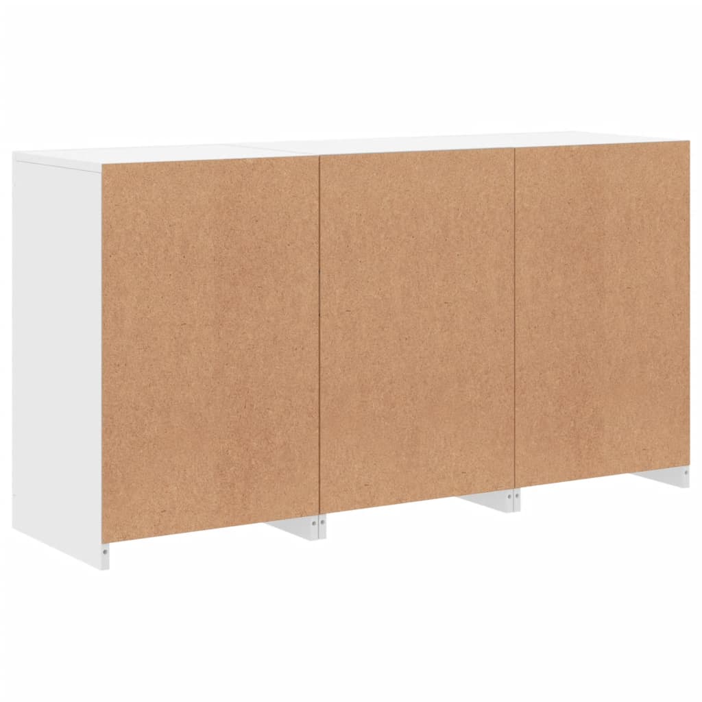 Skjenk med LED-lys hvit 123x37x67 cm
