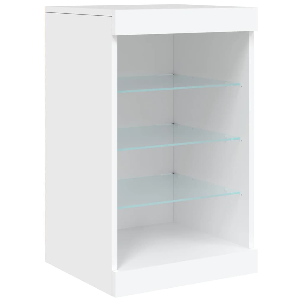 Skjenk med LED-lys hvit 123x37x67 cm