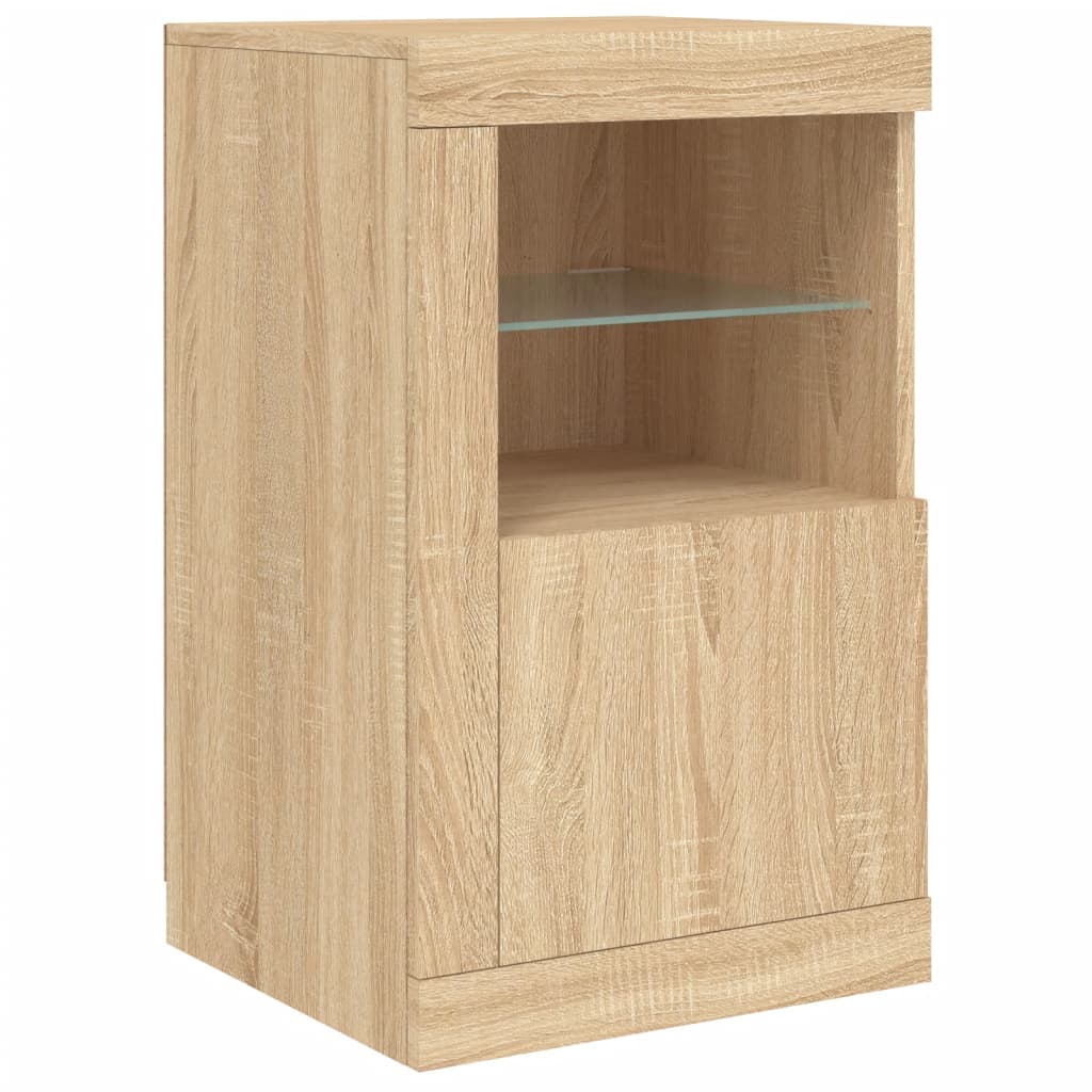 Skjenk med LED-lys sonoma eik 123x37x67 cm