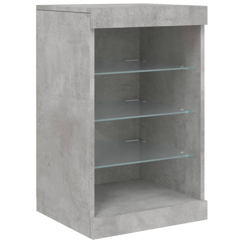 Skjenk med LED-lys betonggrå 123x37x67 cm