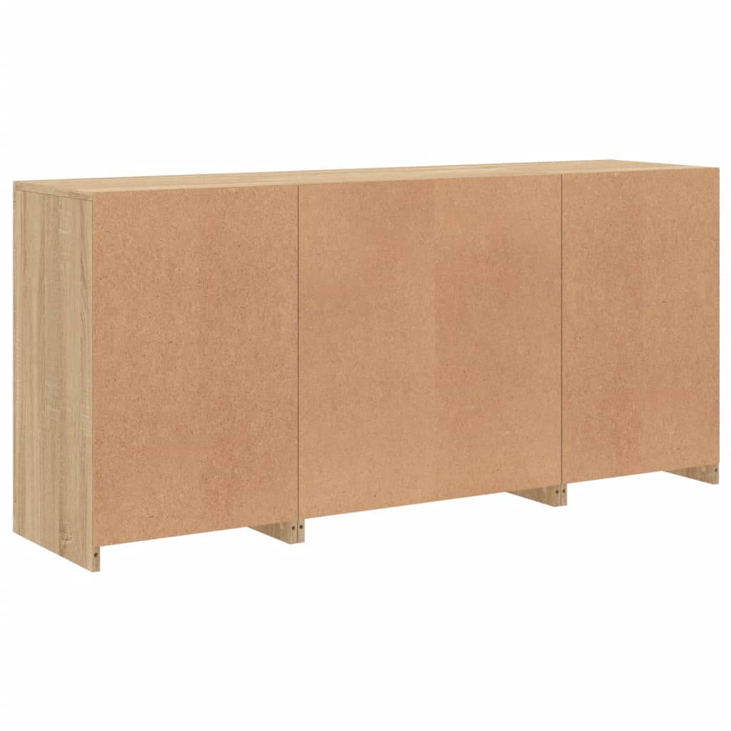 Skjenk med LED-lys sonoma eik 142,5x37x67 cm