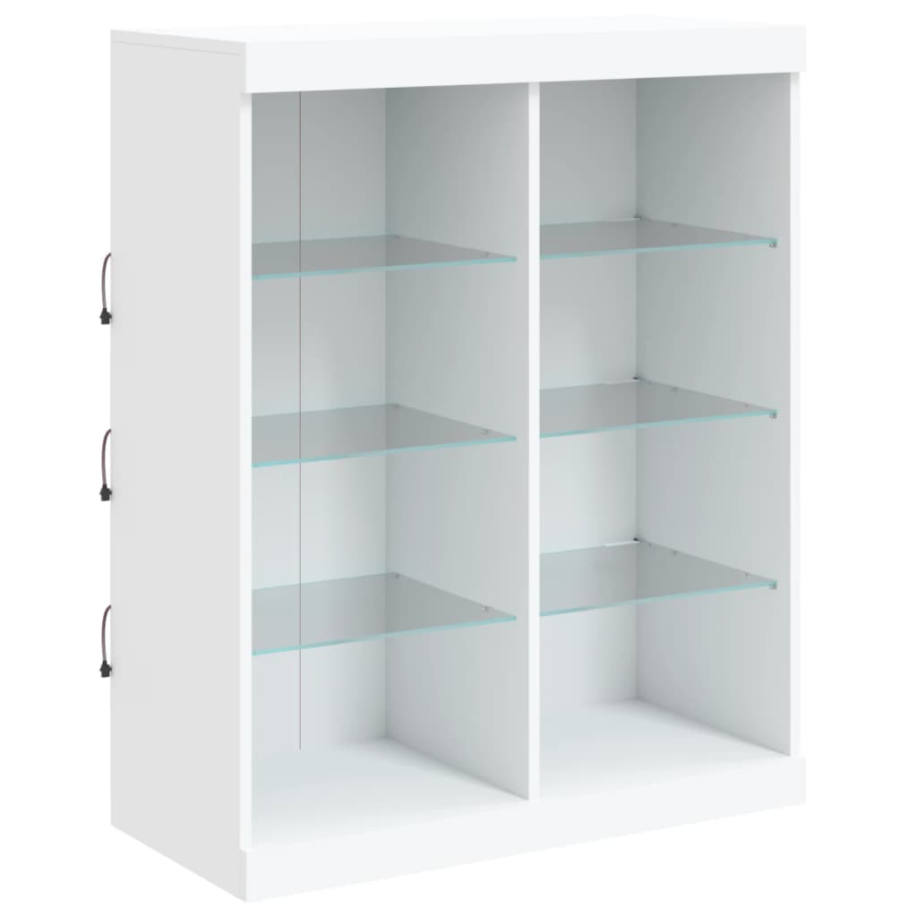 Skjenk med LED-lys hvit 202x37x100 cm