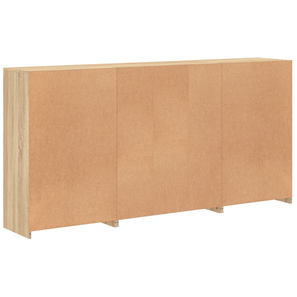 Skjenk med LED-lys sonoma eik 202x37x100 cm