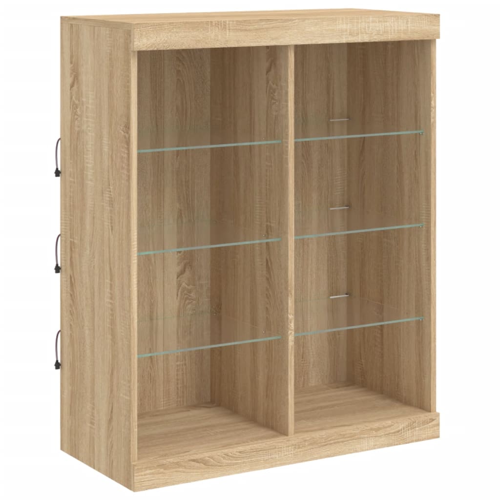 Skjenk med LED-lys sonoma eik 202x37x100 cm
