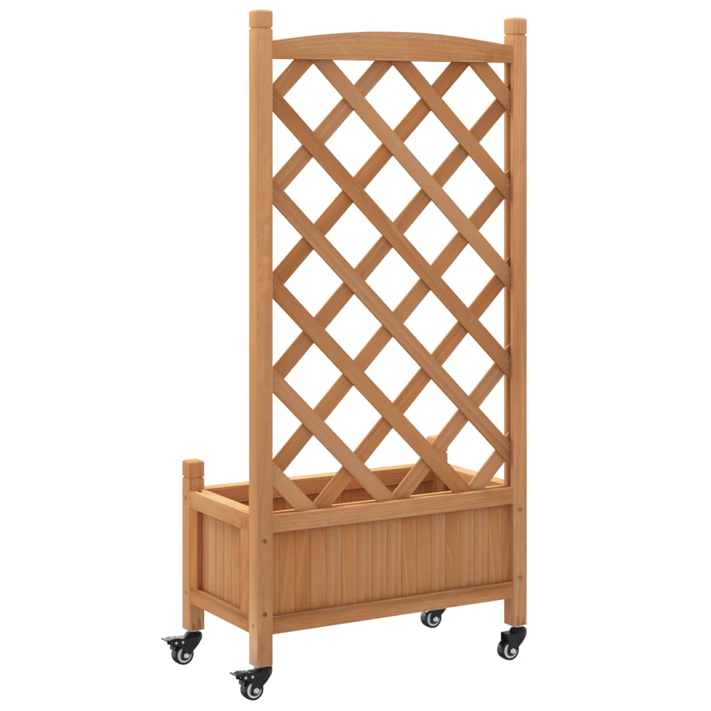 Plantekasse med espalier og hjul brun heltre gran