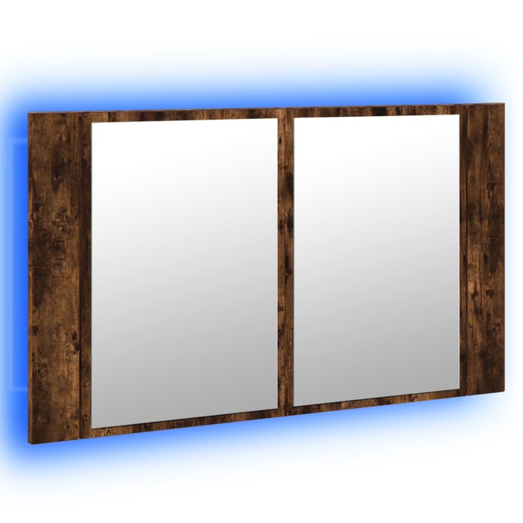 LED-speilskap røkt eik 80x12x45 cm akryl