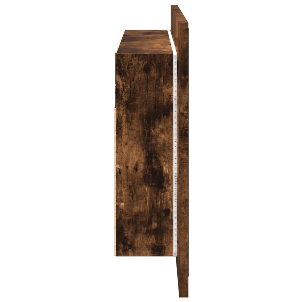LED-speilskap røkt eik 80x12x45 cm akryl