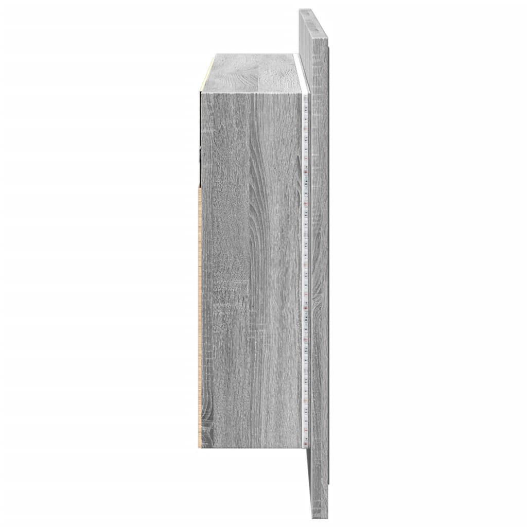 LED-speilskap grå sonoma 80x12x45 cm akryl