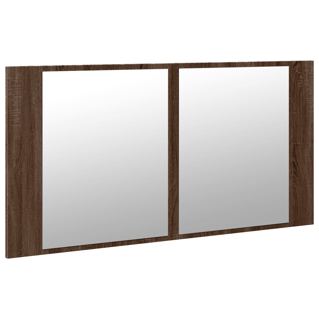 LED-speilskap til baderom brun eik 90x12x45 cm akryl