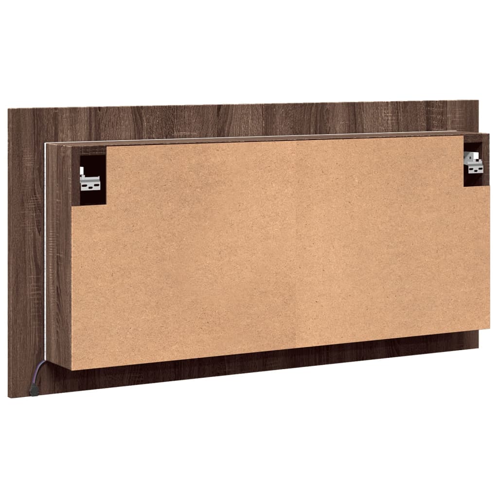 LED-speilskap til baderom brun eik 90x12x45 cm akryl