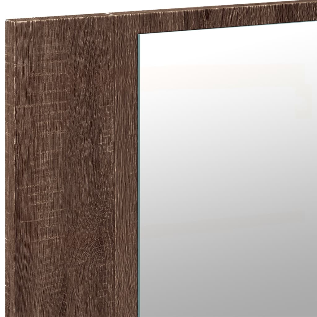 LED-speilskap til baderom brun eik 90x12x45 cm akryl