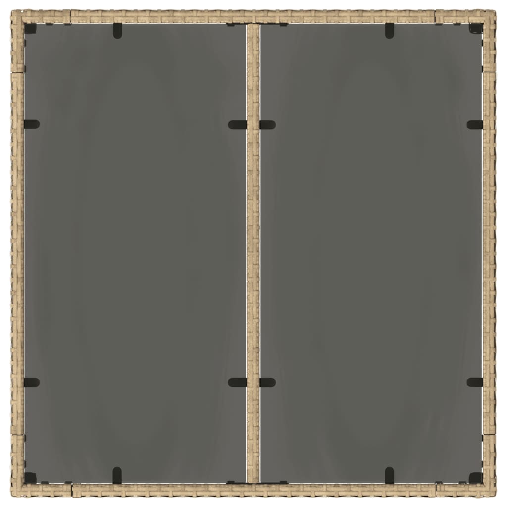 Hagebord med glassplate beige 90x90x75 cm polyrotting