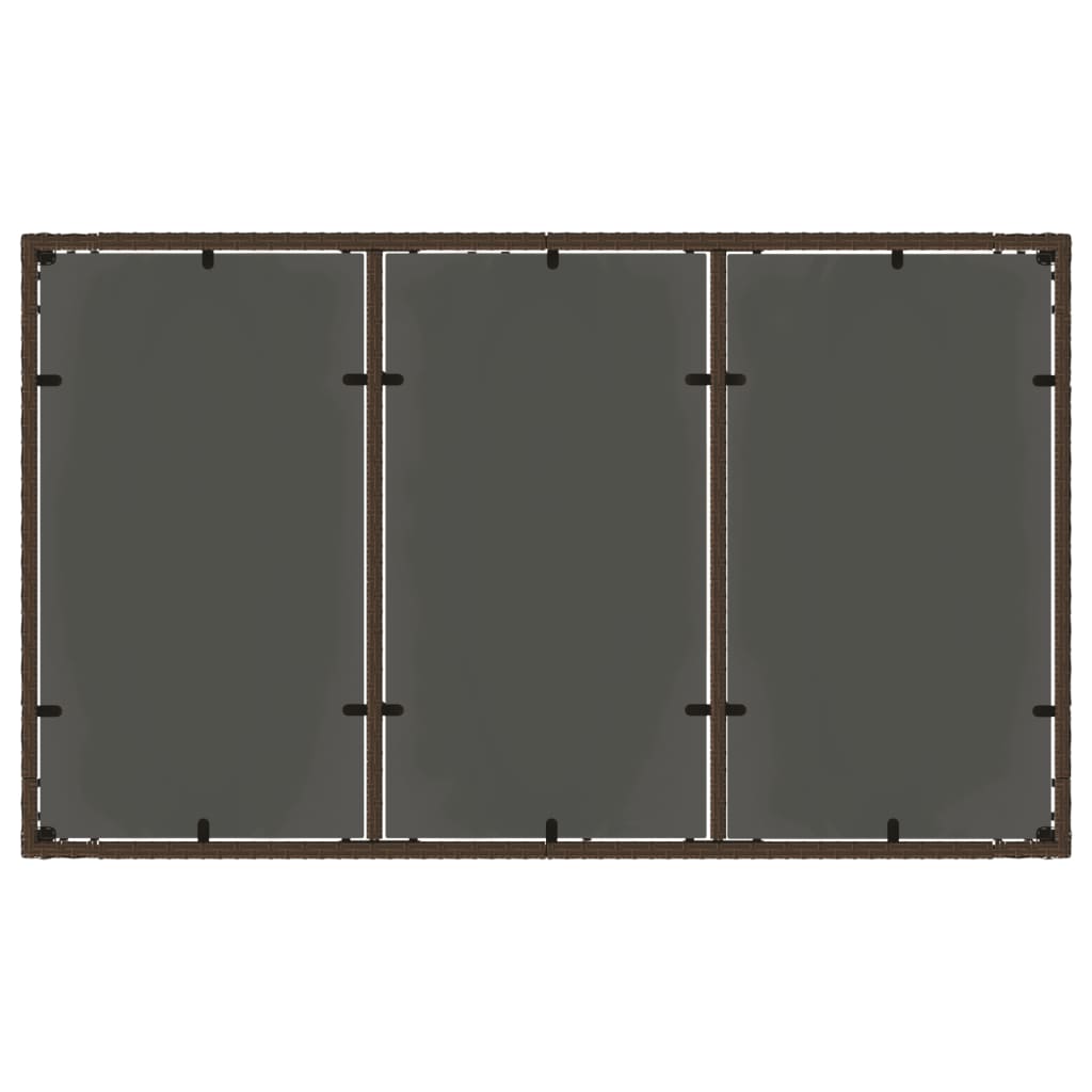 Hagebord med glassplate brun 150x90x75 cm polyrotting