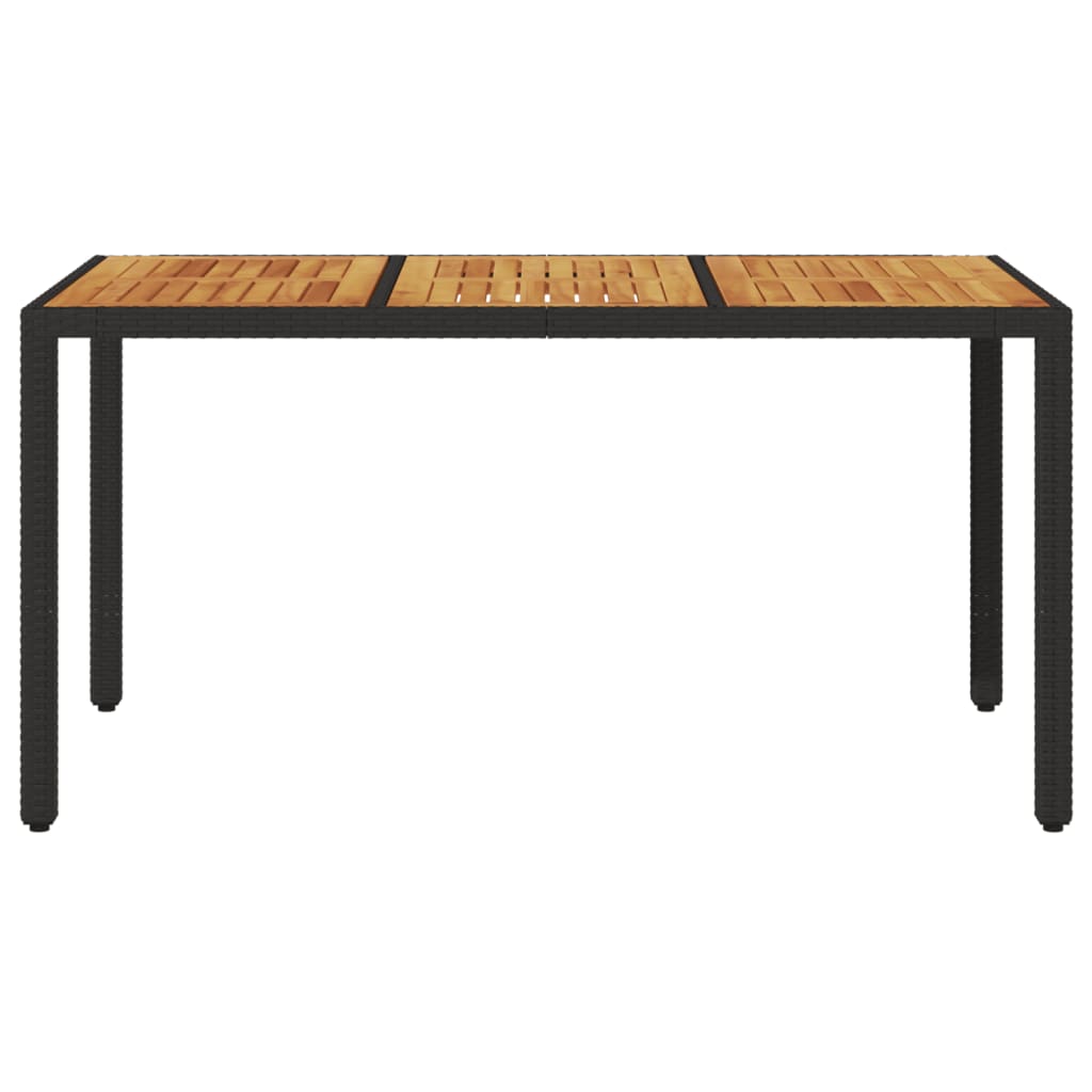 Hagebord med topp i akasietre svart 150x90x75 cm polyrotting