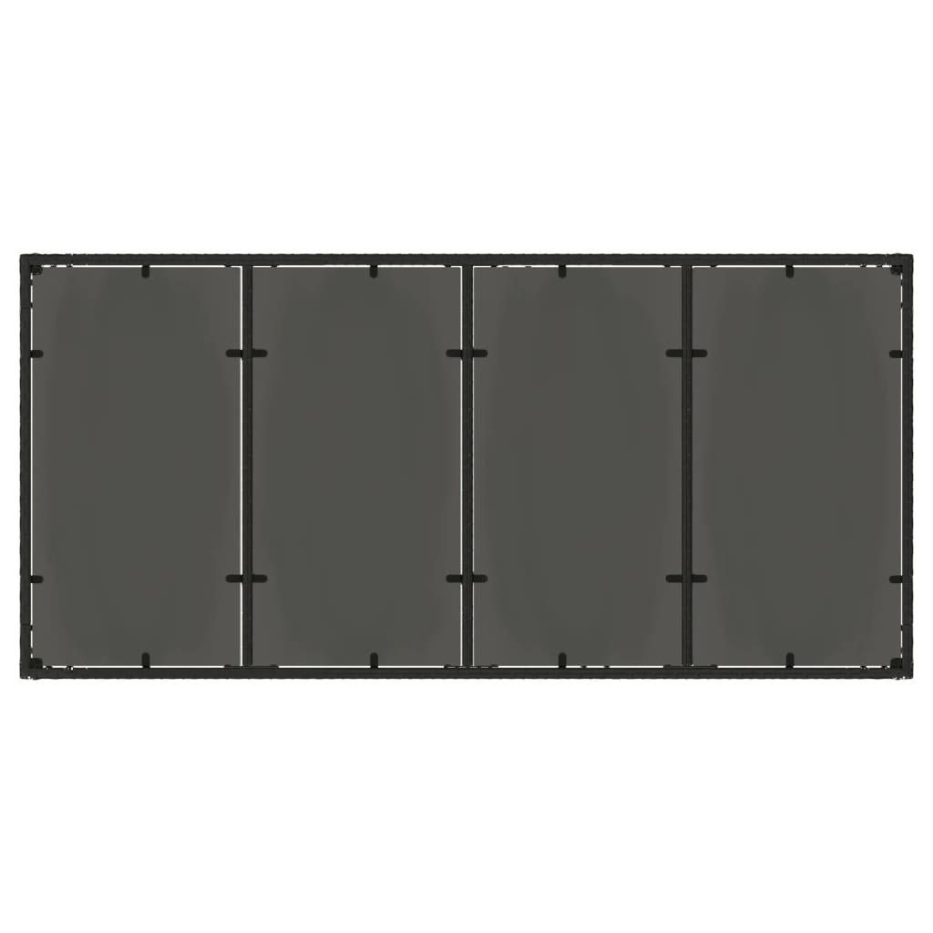 Hagebord med glassplate svart 190x90x75 cm polyrotting