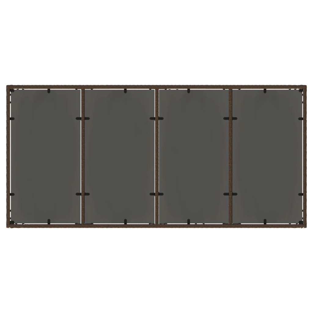 Hagebord med glassplate brun 190x90x75 cm polyrotting