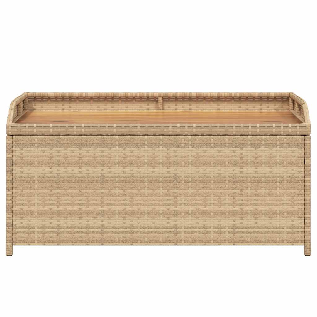 Oppbevaringsbenk beige 100x50x52 cm polyrotting og akasie